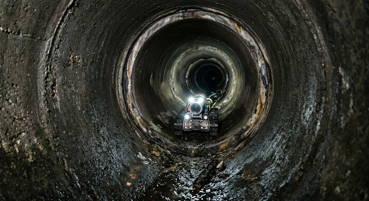 Robotic sewer camera inspecting pipe interior for Drain Snake Service in St. Rose